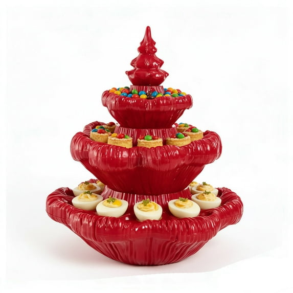 NIUBWJL Deviled Egg Christmas Tree Ceramic Christmas Tree Deviled Egg Reusable Holiday Deviled Tray With Lid Green Shaped Ceramic Eggs Holde