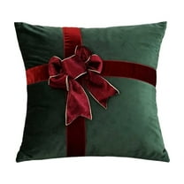 NIUBWJL Dutchs Velvet Gift Bow Christmas Themed Cushion Cover Sofa Home Decoration