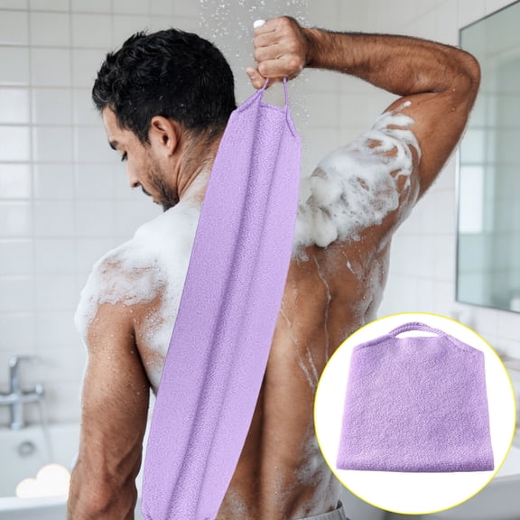 NIUBWJL Exfoliating Washcloth Body Scrubber 20-Inch Japanese & Korean Back Scrubber Towel for All Skin Type Daily Use in Shower, Textured Nylon Body Washcloth for Smoother-Looking Skin Quick-Dry