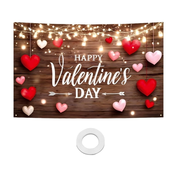 NIUBWJL Happy Valentine's Day Backdrop Banner 71x45 Inches Large Size Red Heart Valentine's Day Background Banner Valentines Day Party Decorations Supplies Valentines Party Photo Booth Prop