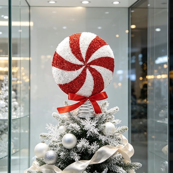 NIUBWJL Mini Christmas Candy Tree Topper Peppermint Tree Topper
