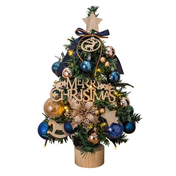NIUBWJL Mini Christmas Tree With Lights Small Tabletop Flocked Christmas Tree With 30 LED Lights And Wooden Base Xmas Decorations For Holiday Party Home