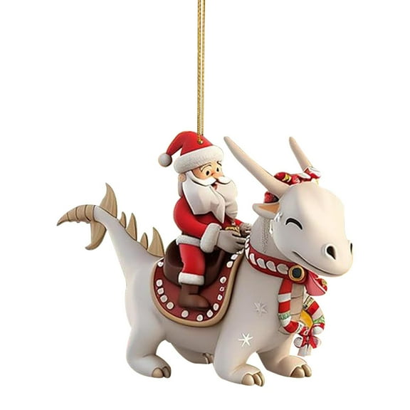 NIUBWJL Santa Claus And White Dragon Festival Decoration 2D Acrylic Home Decoration Flat Pendant