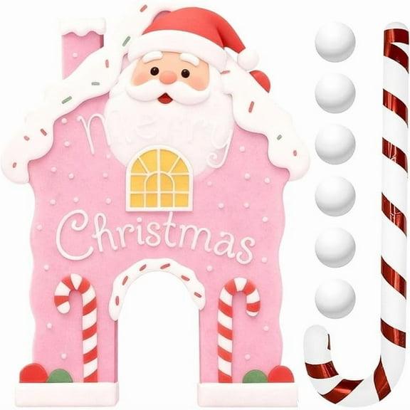 NIUBWJL Santa Claus Christmas Party Mini Golf Game Gingerbread Golf Set With Candy Canes And 6 Balls Portable Christmas Golf Main Door Party Gift