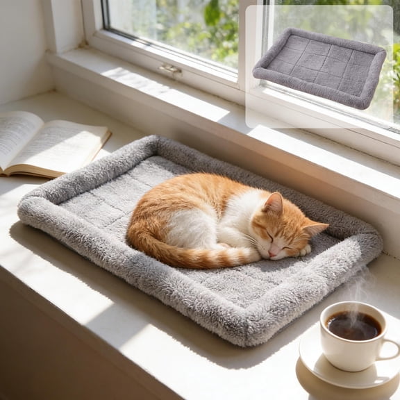 NIUBWJL Small Cat Bed, Soft Pet Bed with Surround Pillow, Mat for Indoor Cats Small Dogs Rabbits, Non-Slip Cushion for Crate/Carrier/Window Sill, Washable