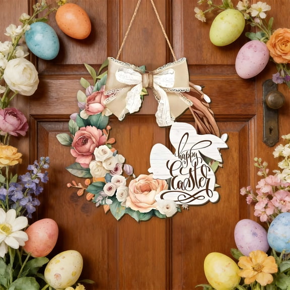 NIUBWJL Spring Flowers Party Welcome Words In Front Of The Door Easter Wooden Listing