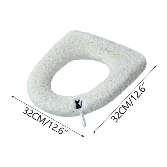 NIUBWJL Thickened Small Floral Faux Furs Toilet Seat Cushion With Handles