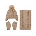 thumbnail image 1 of NIUBWJL Warm Cold Padded Knitted Ear Protection Hat Scarf Gloves Three Sets Gloves Can Touch Screen Warm Gift, 1 of 7