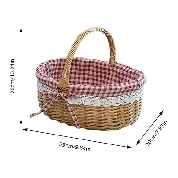 NIUBWJL Wicker Woven Basket Hand Woven Wicker Storage Basket With Handle And Linen Cloth Lining Versatile Bread And Fruit Versatile Organizer For Home Party And Picnic