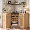Cofffe Corner Rack NIUEJOI Corner Coffee Bar Cabinet with Fridge Space, L Shaped Liquor ...