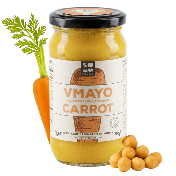 NIUKE Carrot Vegan Mayo – Smooth & Light Plant-Based Spread | Dairy-Free, Gluten-Free & Non-GMO | Sweet & Earthy Golden Carrot Flavor | 9.52 oz Glass Jar