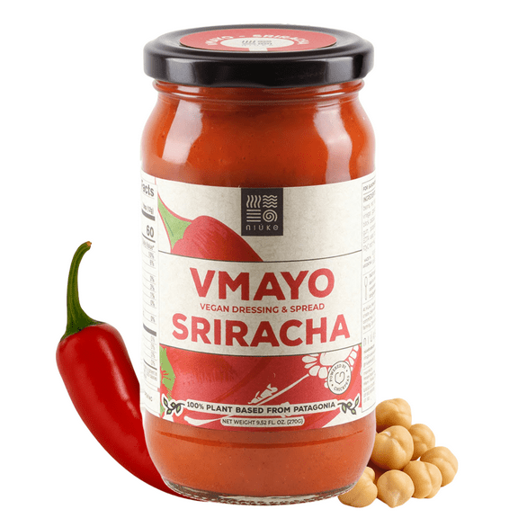 NIUKE Sriracha Vegan Mayo  Spicy & Creamy Plant-Based Spread | Gluten-Free, Dairy-Free & Non-GMO | Bold Flavor with a Fiery Kick | 12 oz Jar