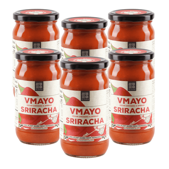 NIUKE Sriracha Vegan Mayo – Smoky & Creamy Plant-Based Dressing – Dairy-Free, Gluten-Free, Non-GMO – Tangy Pickle & Vegetable Blend – Vegan Sandwich Spread – 9.52 oz Glass Jar - 6 Pack