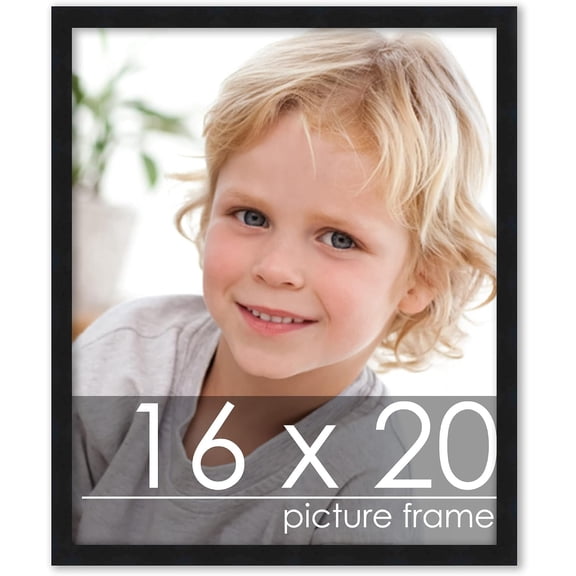 NIUMU 16x20 Contemporary Black Complete Wood Picture Frame with UV Acrylic Plexiglass, Foam Board Backing & Hardware Included