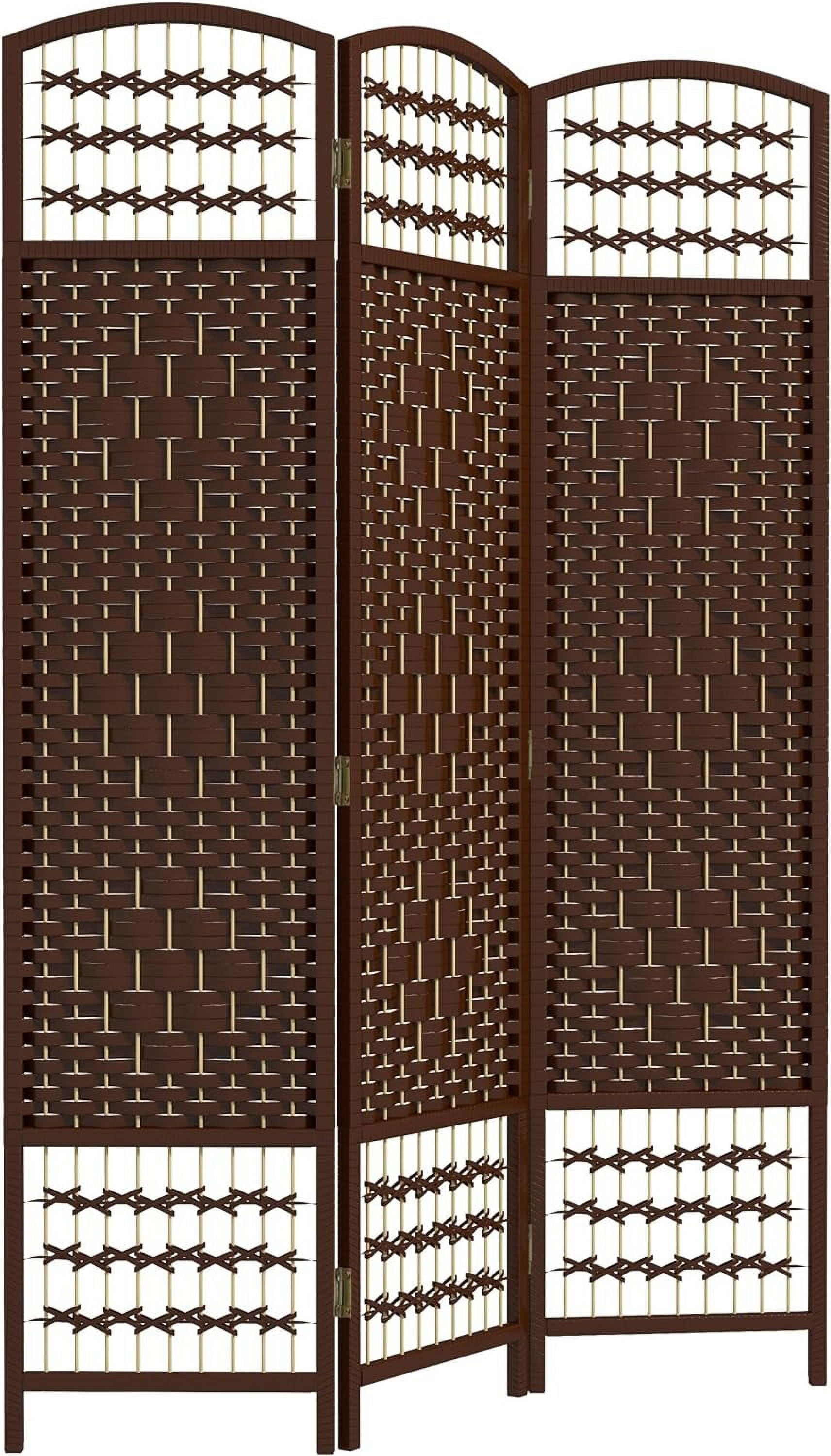 NIUMU 3 Panel Room Divider, Folding Privacy Screen, 5.6' Room Separator, Wave Fiber Freestanding Partition Wall Divider, Brown