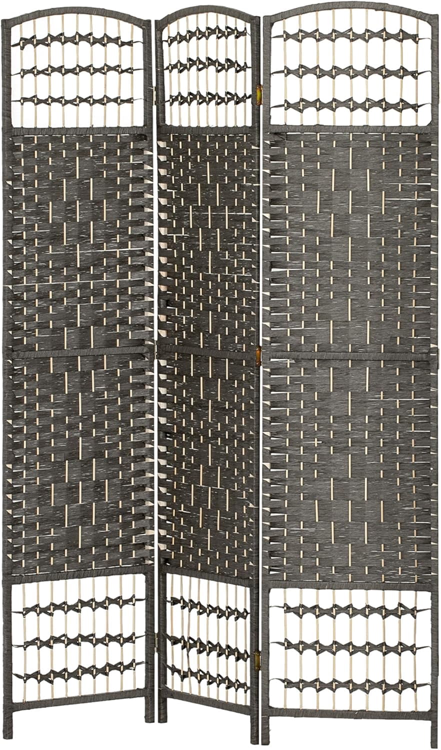 NIUMU 3 Panel Room Divider, Folding Privacy Screen, 5.6' Room Separator, Wave Fiber Freestanding Partition Wall Divider, Dark Gray