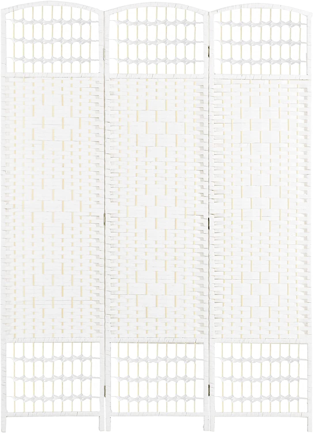 NIUMU 3 Panel Room Divider, Folding Privacy Screen, 5.6' Room Separator, Wave Fiber Freestanding Partition Wall Divider, White