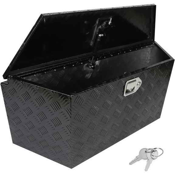 NIUMU 39" Aluminum Trailer Tongue Tool Box, Heavy Duty Pickup Truck Bed & RV Storage Toolbox, Black Diamond Plate with Lock & Keys, 39 x 15.4 x 12 Inch