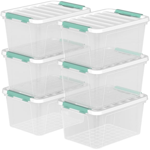 NIUMU 6-Pack Clear Plastic Storage Boxes, 20 Quart Plastic Storage Bins with Lids
