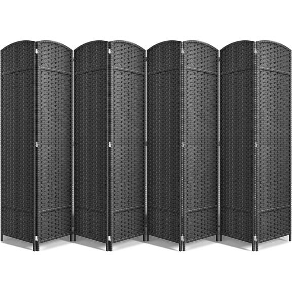 NIUMU 8 Panel Room Divider 6 ft. Tall - Privacy Screen, Extra Wide Double Hinged Panels, Mesh Hand-Woven Design, Partition Room Dividers and Folding Privacy Screens, Wall Divider for Room Separation