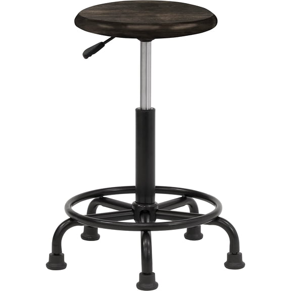 NIUMU, Adjustable Height 19.25"-26" H, Foot Ring Retro Sitting Stool, Distressed Black