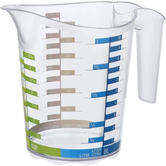 NIUMU , Domino, Measuring cup 1 l, Plastic (PP) BPA-free, transparent, 1l (18,5 x 12,4 x 15,7 cm)