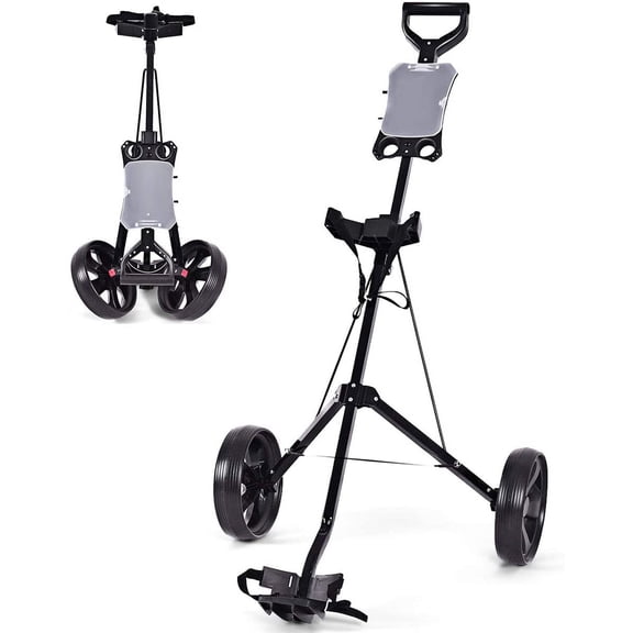 NIUMU Golf Push Pull Cart, Lightweight Foldable 2 Wheels Push Pull Golf Cart Trolley, Walking Push Golf Cart