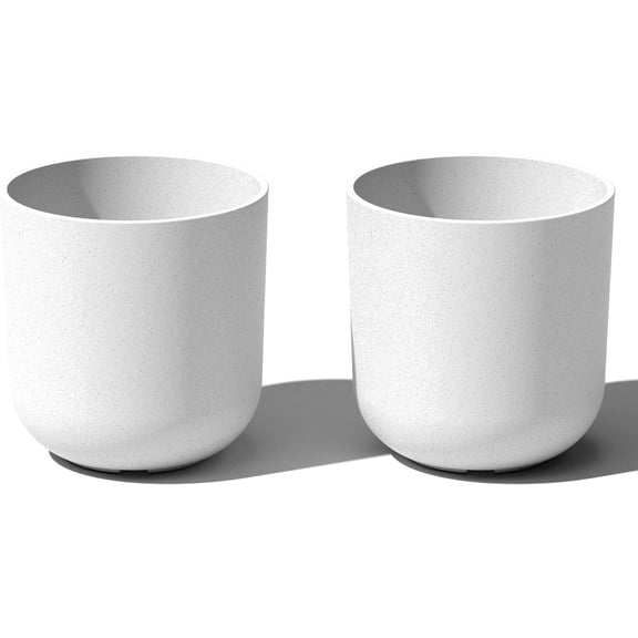 NIUMU Mason Series Lima Planter - Round Planter for Indoor or Outdoor Porch/Garden | Made from Plastic-Stone Composite with Drainage Holes | Modern Dcor for Succulents, Flowers, Small Plants