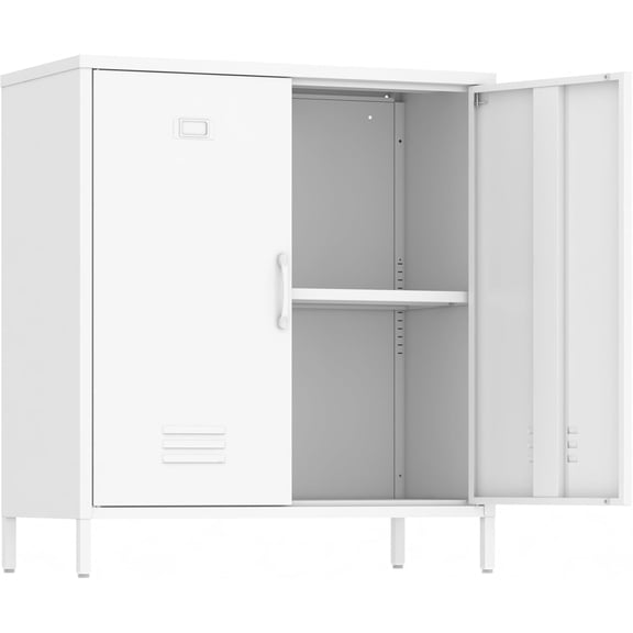 NIUMU Metal Locker Storage Cabinet with Adjustable Shelf and Doors Bathroom Storage Cabinet Kids Locker for Utility Entryway Laundry Rooms (White)