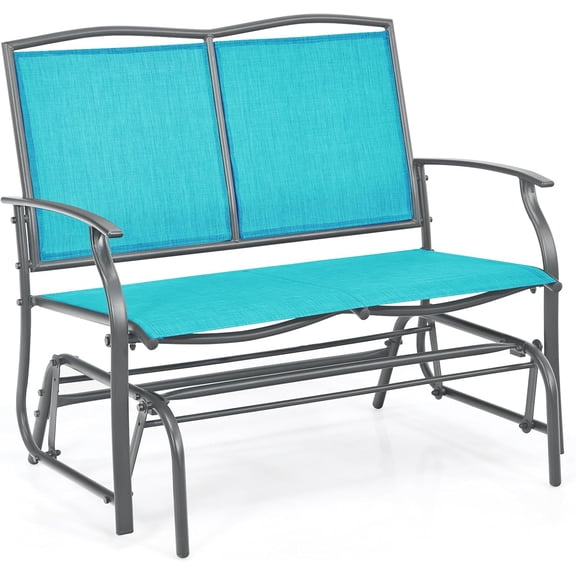 NIUMU Outdoor Glider Bench, Patio Glider Bench for Outside, Steel Frame, 400 Lbs Capacity, Ergonomic Swing Rocking Chair Loveseat, 2-Person Porch Swing Rocker for Backyard, Lawn, Balcony, Turquoise