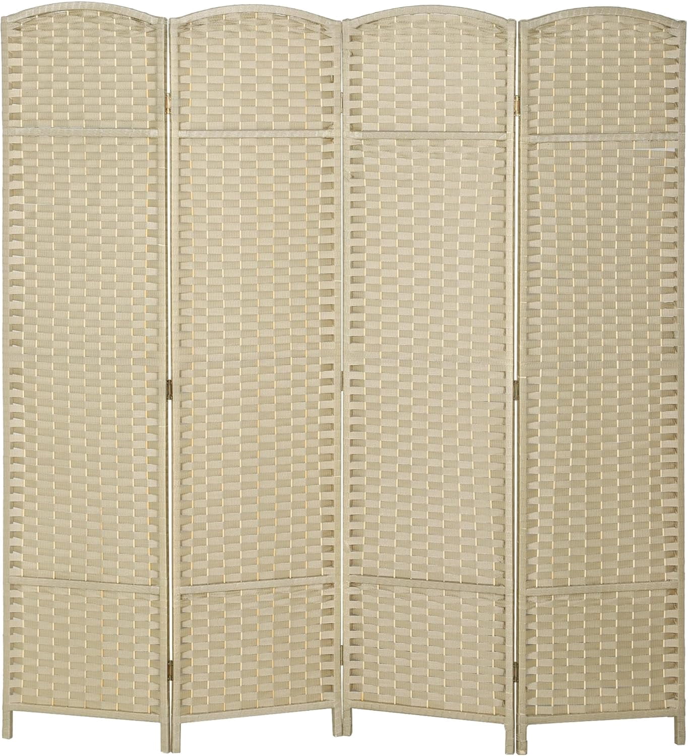 NIUMU Room Divider, 4 Panel Folding Privacy Screen, 5.6' Tall Freestanding Partition for Home Office, Bedroom, Beige
