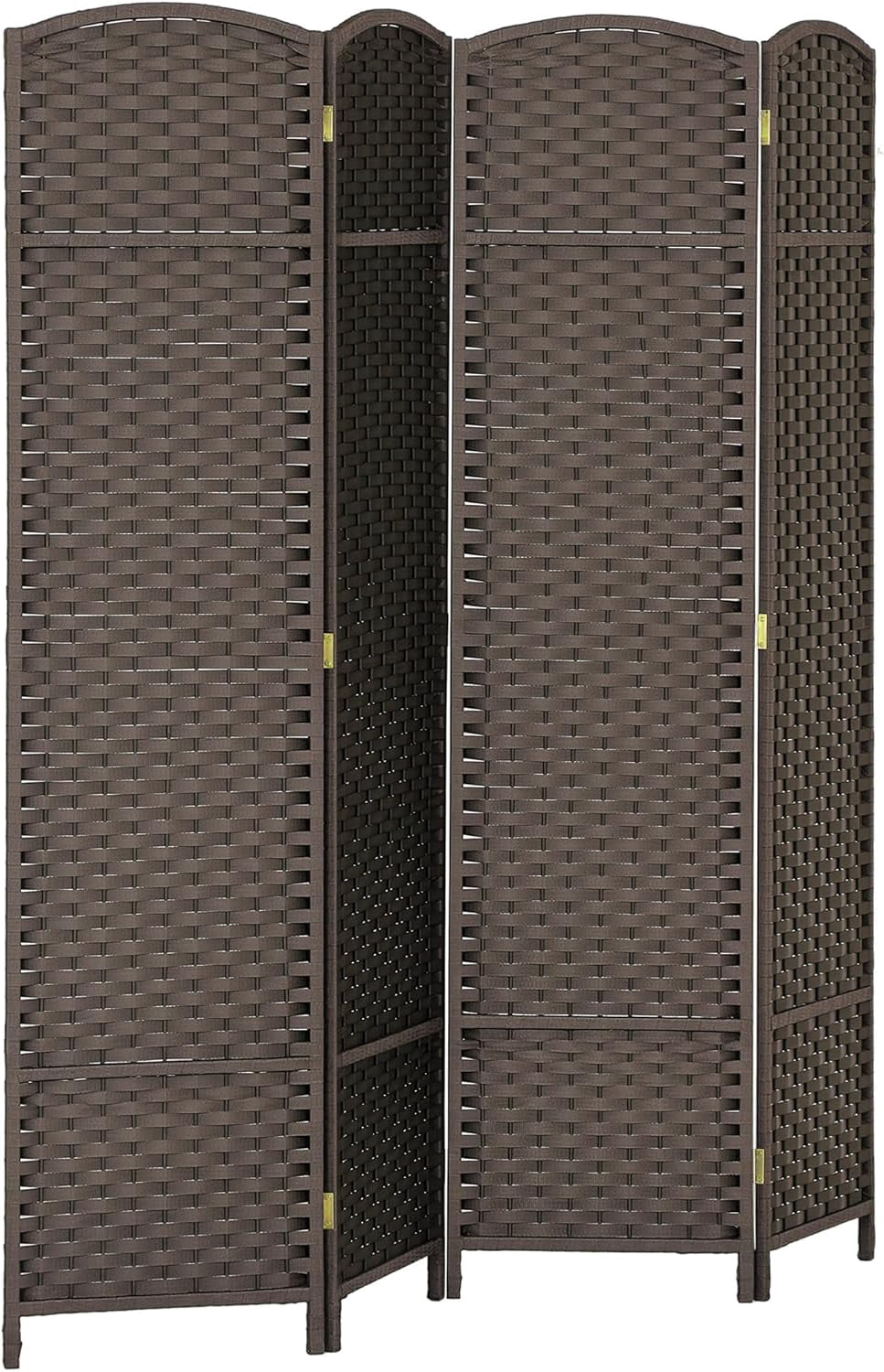NIUMU Room Divider, 4 Panel Folding Privacy Screen, 5.6' Tall Freestanding Wall Partition for Home Office, Bedroom, Brown