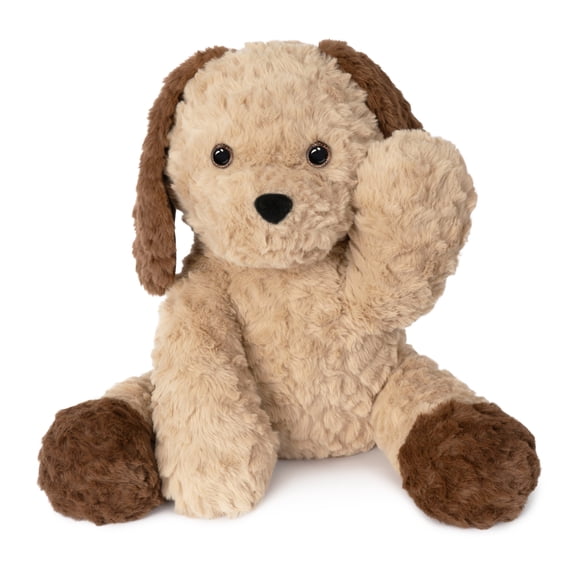 NIUNIUDADDY 13.8" Sitting Weighted Puppy Stuffed Animal, 3.5 lb Brown Dog Plush Toy with Soft Faux Fur for Kids & Adults
