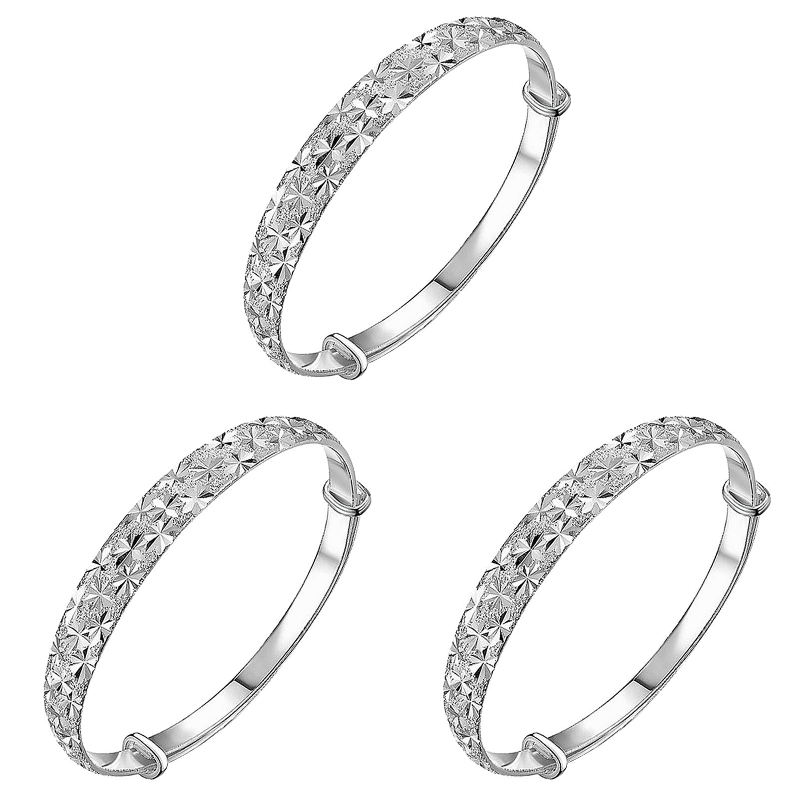 NIUREDLTD 3Pcs Pure Silver Bracelet Sterling Silver Gypsophila Bracelet