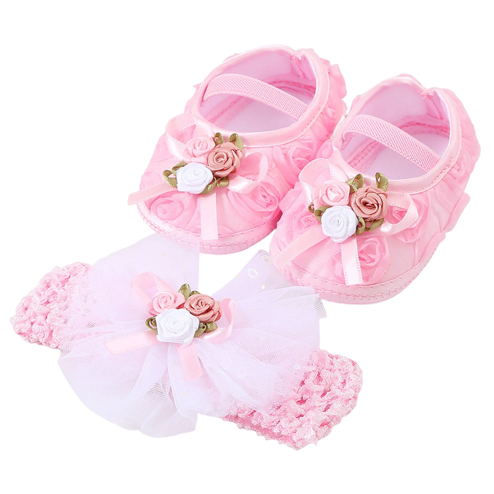 NIUREDLTD Baby Shoes Plus Headband Set Cute Baby Princess Shoes With