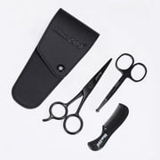 NIUREDLTD Beard Mustache Scissors And Comb Set Kit For Men Care (3 Pieces Kit)