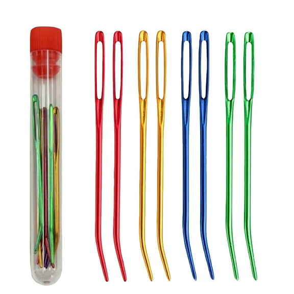 NIUREDLTD Half Pice Sale ! Bent Tapestry Needle 8Pcs Large Eyes Blunt Yarn Needles Knitting Darning Needles Sewing Needles Weaving Needles for Beading Quilting Crochet Home Textiles (Blue)