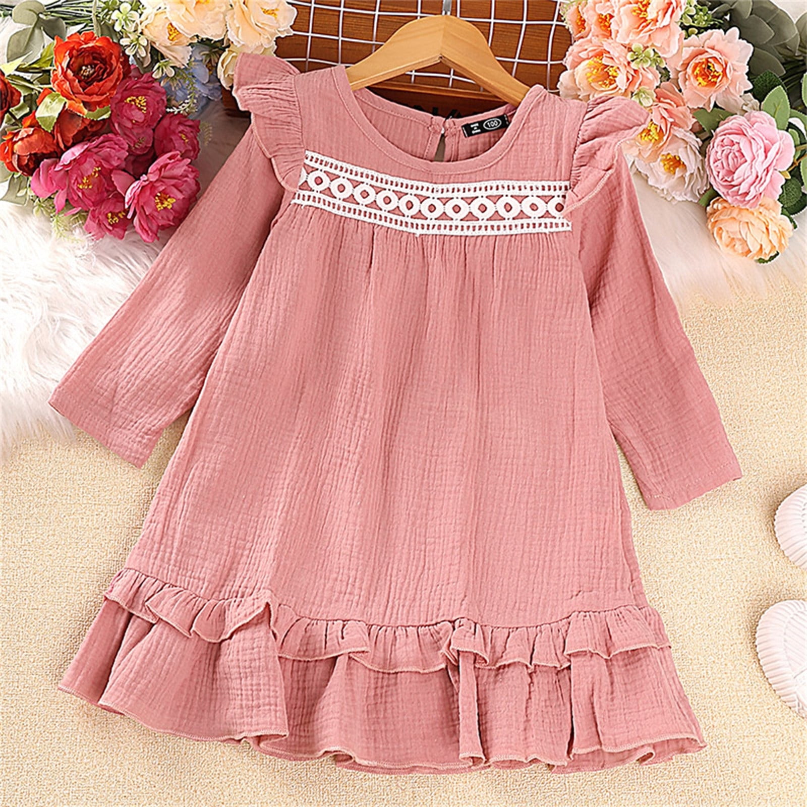 2pcs Baby Girl Short-sleeve Imitation Denim Ruffle Cardigan and Sleeveless Striped Dress Set