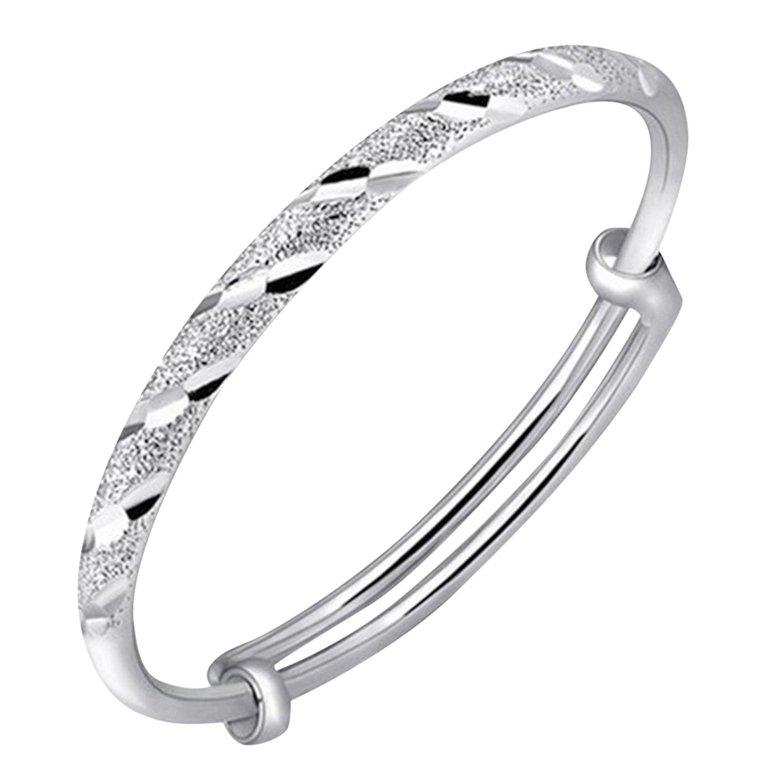 NIUREDLTD Lucky Silver Adjustable Rhinestone 0.5 ct. t.w.