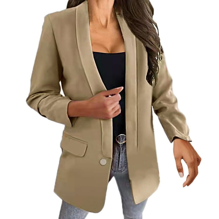 Womens khaki blazer jacket deals