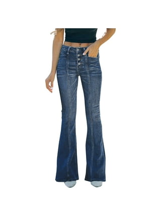 EQWLJWE Womens Flare Jeans High Waisted Wide Leg Baggy Jean for Women  Stretch Denim Pants