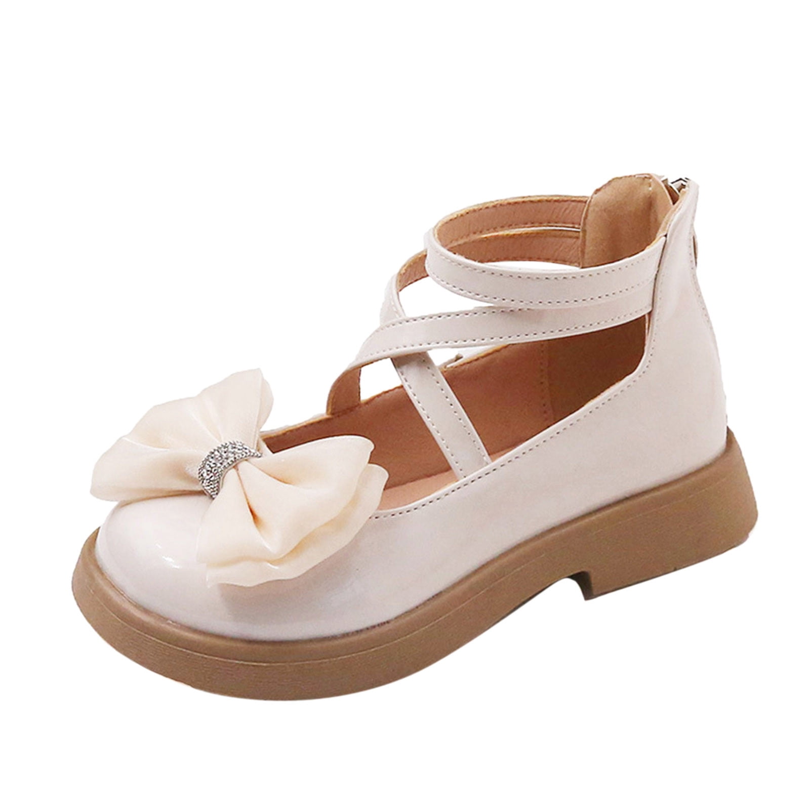 NIUREDLTD Spring Summer Children Casual Shoes Girls Leather Shoes Thick Soles High Top Back Zippers Solid Color Size 26