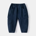 thumbnail image 1 of NIUREDLTD Toddler Boys Cargo Pants Boys' Solid Color Mid Rise Waistband Leggings Work Pants With Pockets Everyday Casual Trend Outfits Casual Capris Trousers Navy 110, 1 of 3