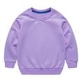thumbnail image 1 of NIUREDLTD Toddler Boys Girls Crew Neck Sweatshirts Newborn Toddler Boys Girls Solid Color Long Sleeve Round Neck Pullover Sweatshirt Threaded Neckline Fall Winter Tops Purple 90, 1 of 4