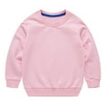 thumbnail image 1 of NIUREDLTD Toddler Boys Girls Crew Neck Sweatshirts Newborn Toddler Boys Girls Solid Color Long Sleeve Round Neck Pullover Sweatshirt Threaded Neckline Fall Winter Tops Pink 120, 1 of 4