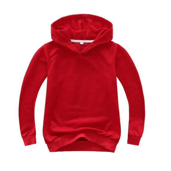 NIUREDLTD Toddlers Kids Baby Boys Girls Hooded Solid Thick Coat Sweatshirt Pullover Size 100 Red