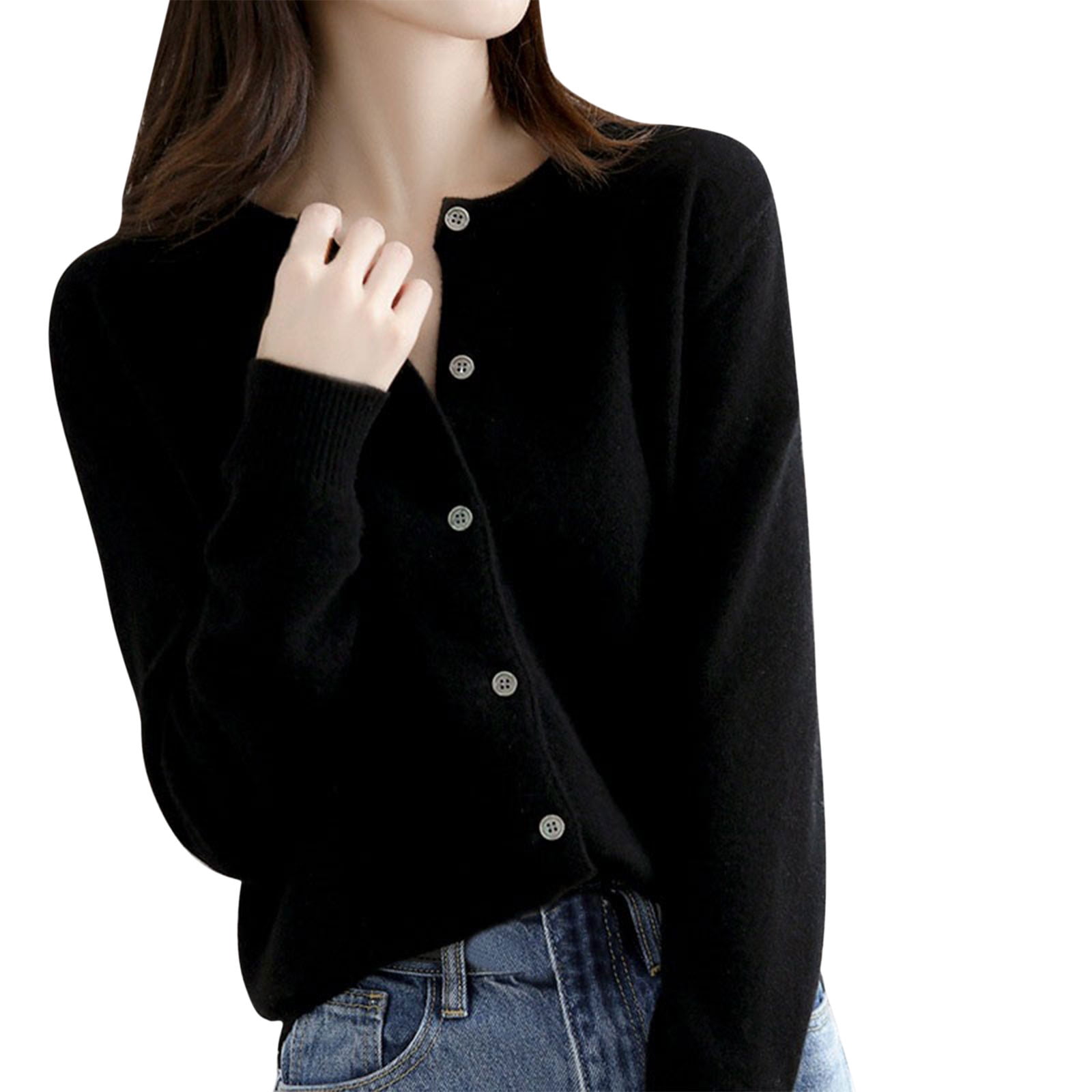 NIUREDLTD Women's Cardigan Classic Button Down Long Sleeve V Neck Soft ...