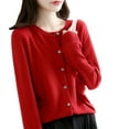 thumbnail image 1 of NIUREDLTD Women's Cardigan Womens Basic Crew Neck Long Sleeve Button Down Cardigan Sweater Cardigan Sweaters for Women Wine M, 1 of 5