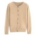 thumbnail image 1 of NIUREDLTD Women's Cardigan Womens Winter Sweater Basic Crew Neck Long Sleeve Button Down Cardigan Sweater Cardigan Sweaters For Women Khaki XL, 1 of 6