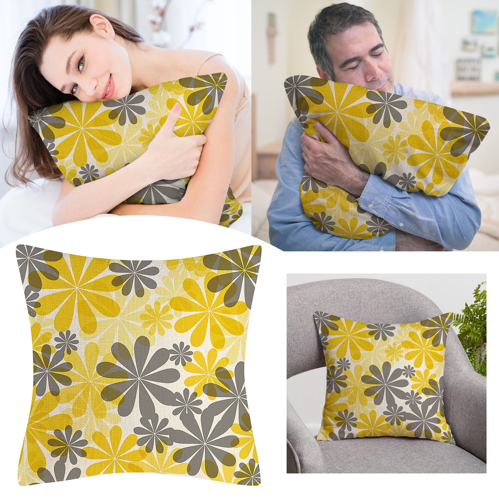 NIUREDLTD Yellow Pillowcase Modern Daisy Pillowcase Decorative Outdoor